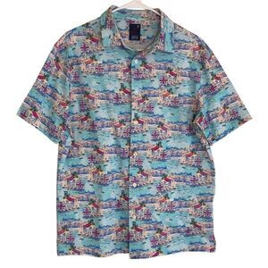 MICHAEL'S Portofino Multicolor Pima Cotton Stretch Men's Shirt M Cruise Beach